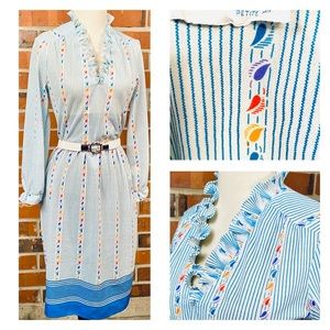 70s ruffle collar blouson dress size 12